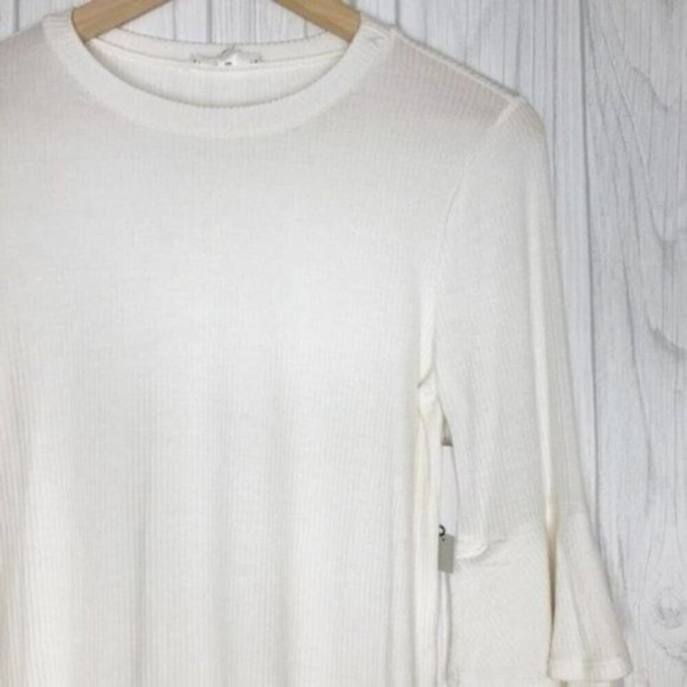 BP. Ruffle Sleeve Ribbed Ivory Sweater  - Picture 3 of 8